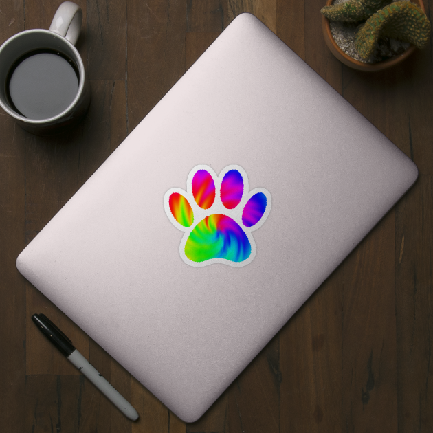 Tie Dye Dog Paw Print Graphic by Braznyc